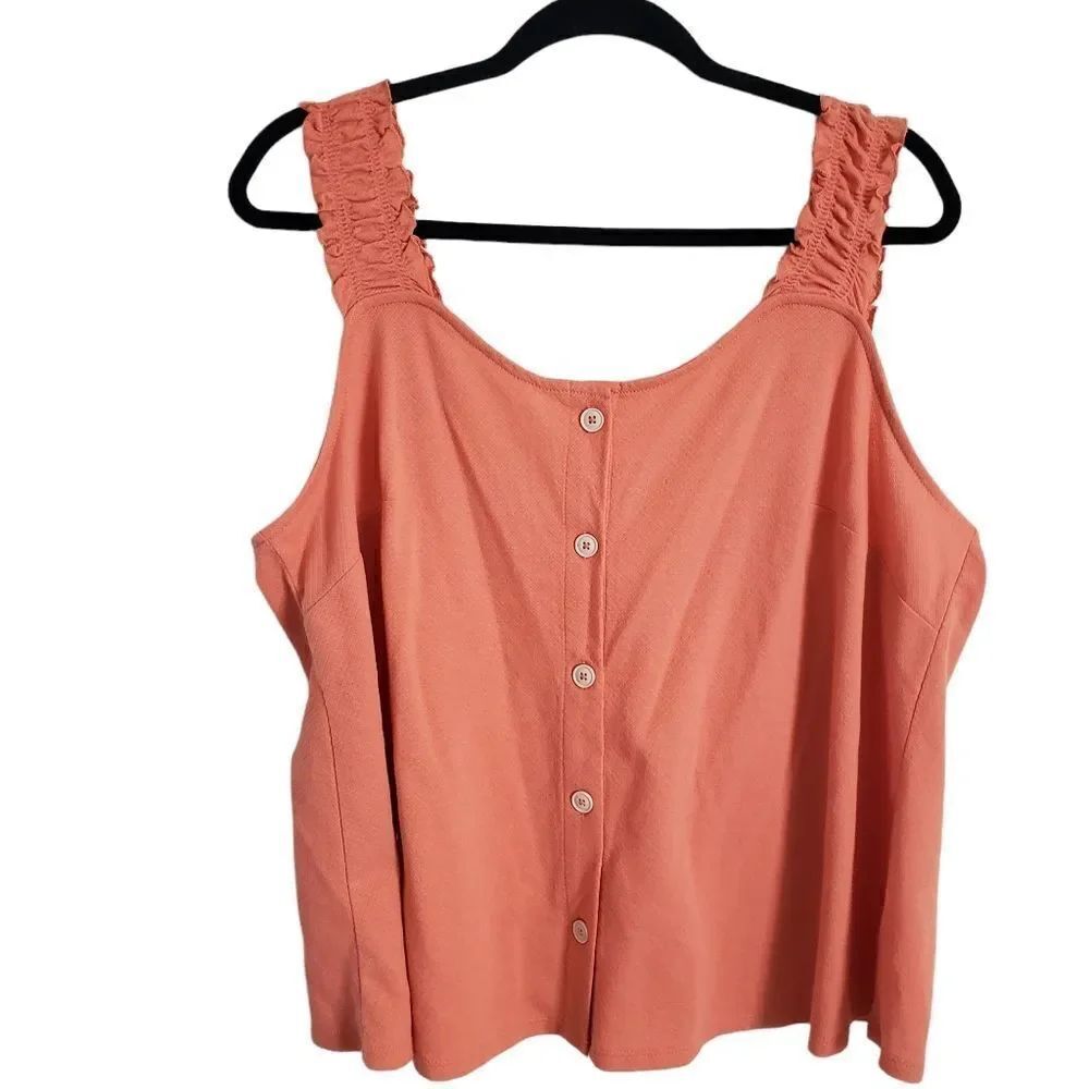 NWOT a.n.a. A New Approch Sleeveless Button Front Ruffle Strap Tank Size 0X
